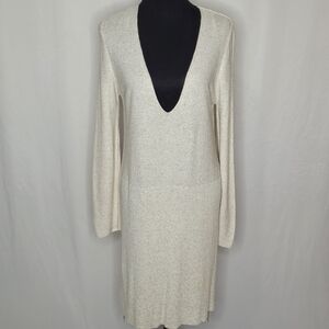 Zara Knit Long Sleeve Plunging V-neck Sweater Dress - Size M